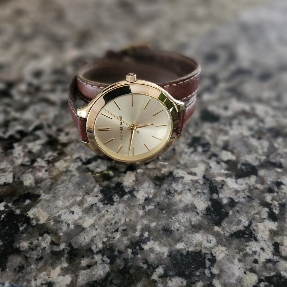 Michael Kors Gold and Brown Leather Watch